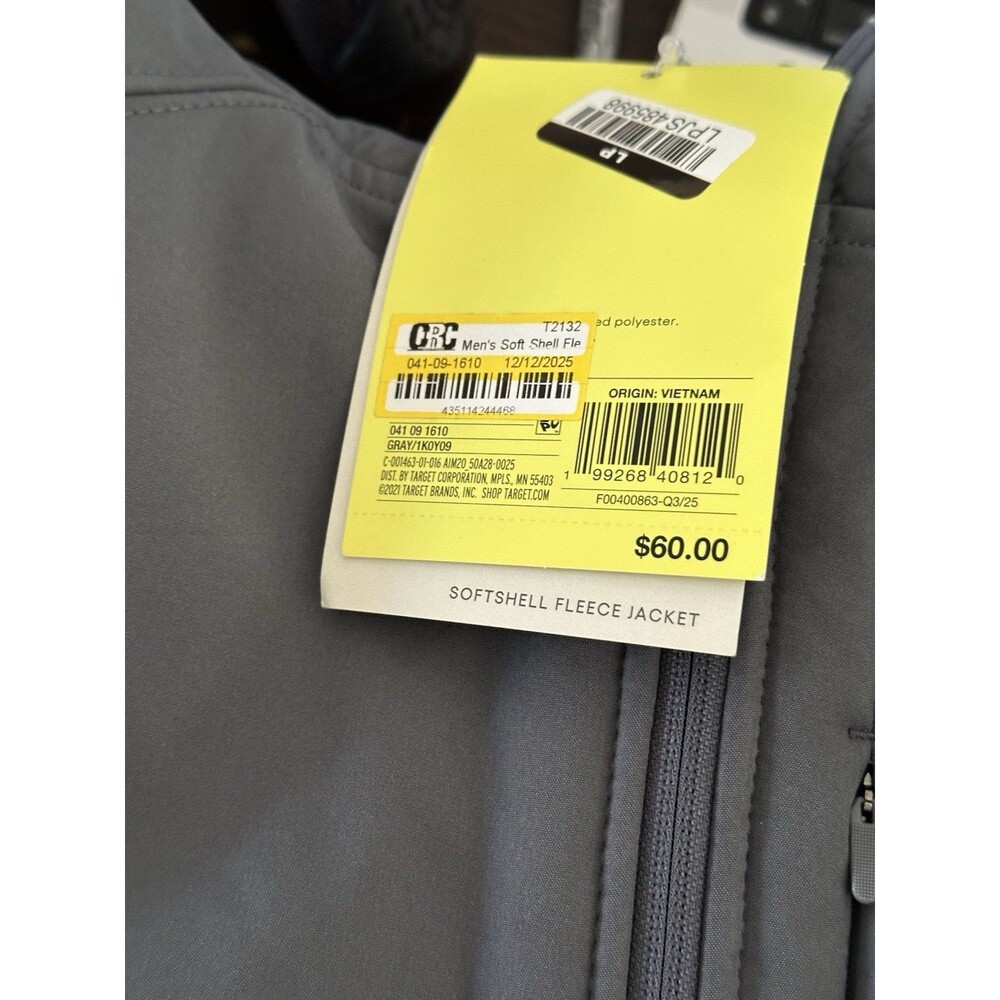 Men's Soft Shell Fleece Jacket - All In Motion Grey size Small - Picture 4 of 5